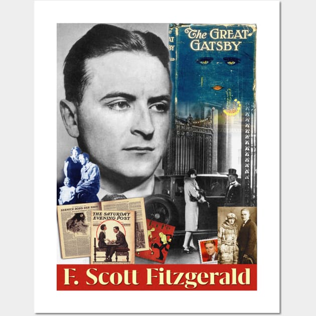 F. Scott Fitzgerald Collage Portrait Wall Art by Dez53